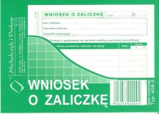 Wniosek o zaliczkę - bloczek 40 kopii