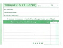 Wniosek o zaliczkę - bloczek 40 kopii