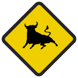 Śmieszne znaki drogowe ze zwierzętami (byk)