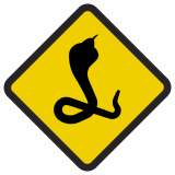 Śmieszne znaki drogowe ze zwierzętami (kobra)