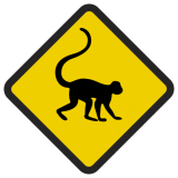 Śmieszne znaki drogowe ze zwierzętami (małpa 1 )