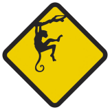 Śmieszne znaki drogowe ze zwierzętami (małpa 2 )