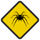 Śmieszne znaki drogowe ze zwierzętami (pająk)