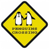 Śmieszne znaki drogowe ze zwierzętami (pingwin)