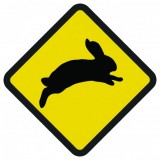 Śmieszne znaki drogowe ze zwierzętami (królik)