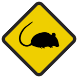 Śmieszne znaki drogowe ze zwierzętami (szczur)