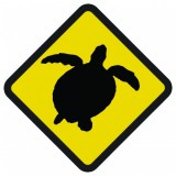 Śmieszne znaki drogowe ze zwierzętami (żółw)