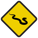 Śmieszne znaki drogowe ze zwierzętami (wąż)