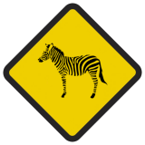 Śmieszne znaki drogowe ze zwierzętami (zebra)