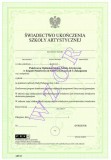 Świadectwo ukończenia Państwowej Ogólnokształcącej Szkoły Artystycznej w Zespole Państwowych Szkół Artystycznych w Zakopanem ART/23