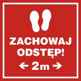 Znak: zachowaj odstęp 2m! (na ścianę)