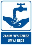 Znak: Zanim wyjdziesz umyj ręce (z opisem) - mniejszy
