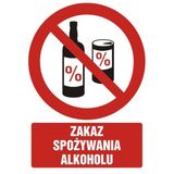 Zakaz spożywania alkoholu - 21x29 - znak