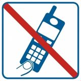 Zakaz używania telefonów komórkowych - Znak