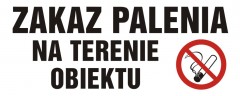 Tabliczka - Zakaz palenia na terenie obiektu