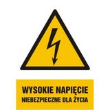 Wysokie napięcie niebezpieczne dla życia - 10x14 - tabliczka