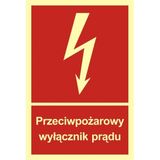 Przeciwpożarowy wyłącznik prądu - 20x28,2 - znak