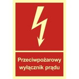 Przeciwpożarowy wyłącznik prądu - 20x28,2 - znak