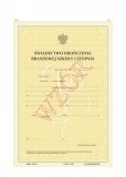 Świadectwo ukończenia branżowej szkoły I stopnia I/25 z zabezpieczeniami (papier specjalny, UV, numeracja)