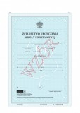świadectwo ukończenia szkoły podstawowej I/8 z zabezpieczeniami (papier specjalny, UV, numeracja)