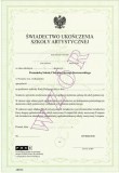 Świadectwo ukończenia Poznańskiej Szkoły Chóralnej Jerzego Kurczewskiego, ART/24