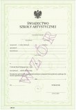 Świadectwo ukończenia szkoły artystycznej ART/26