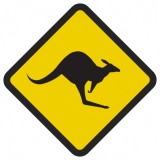 Śmieszne znaki drogowe z egzotycznymi zwierzętami (kangur)